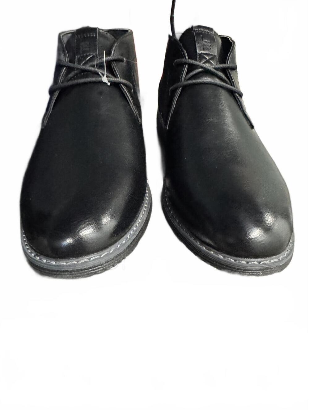 Men's Black Leather Lace-Up Chukka Boots